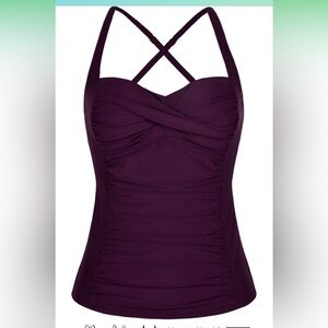 Mycoco Tankini Top Ruched Swim Top Tummy Control Bathing Suit Swimsuit Top